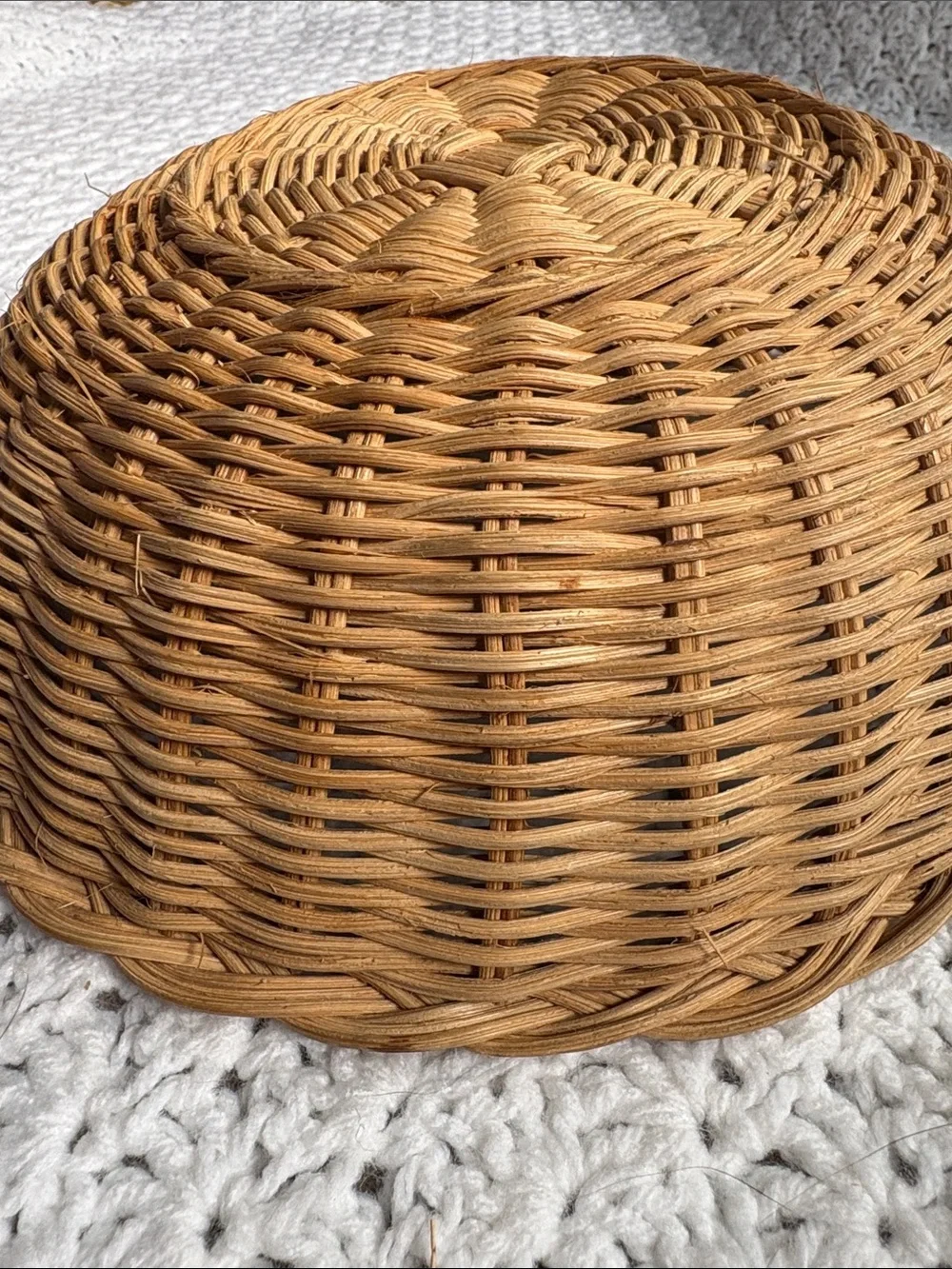 Vintage Boho Woven Round Wicker Natural Brown Decorative Basket Home Accents 3